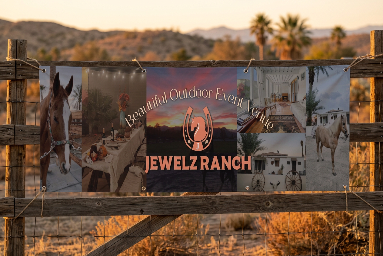 Outdoor banner for Jewelz Ranch