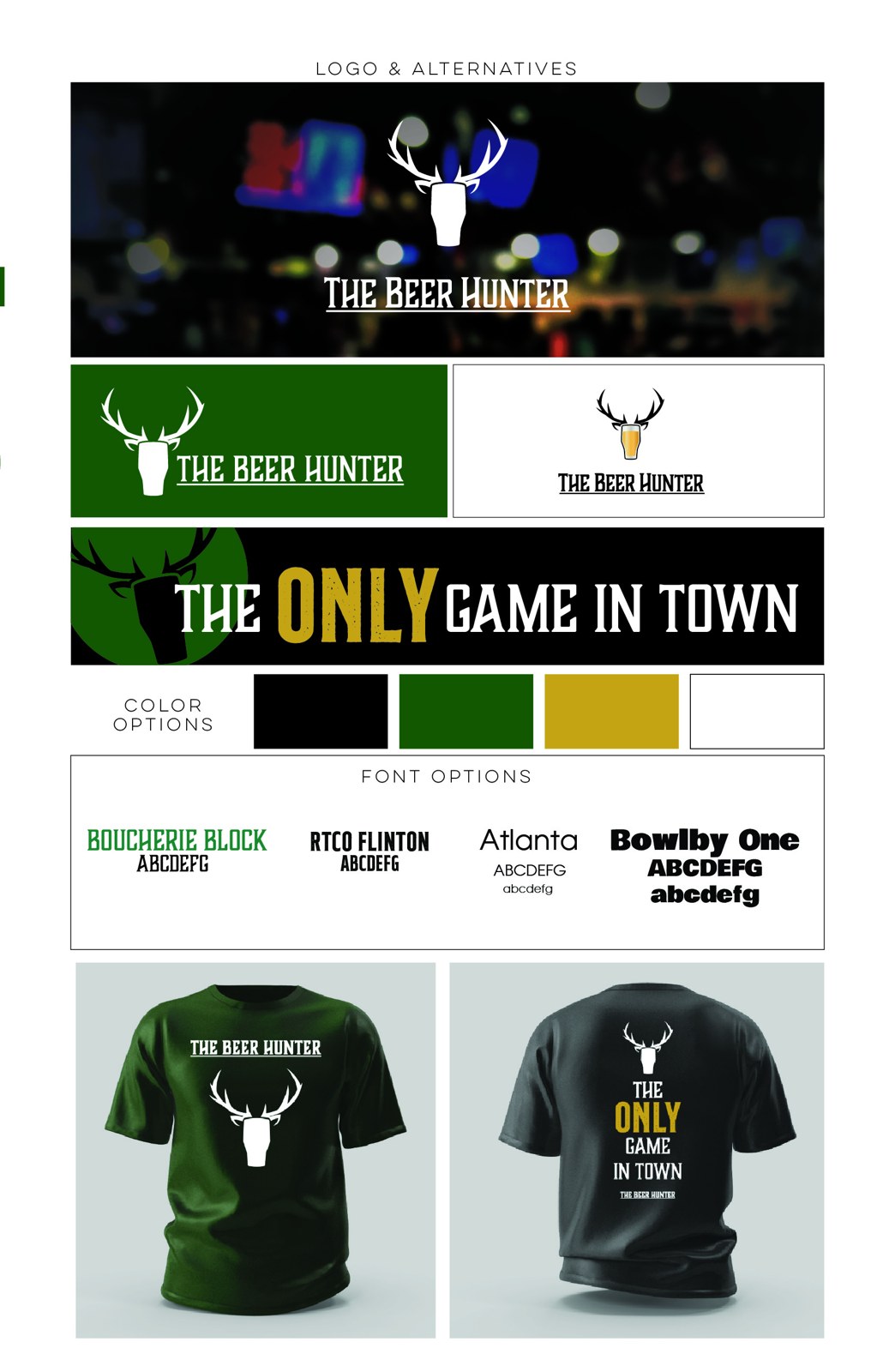Logo, color and apparel branding sheet designed for The Beer Hunter