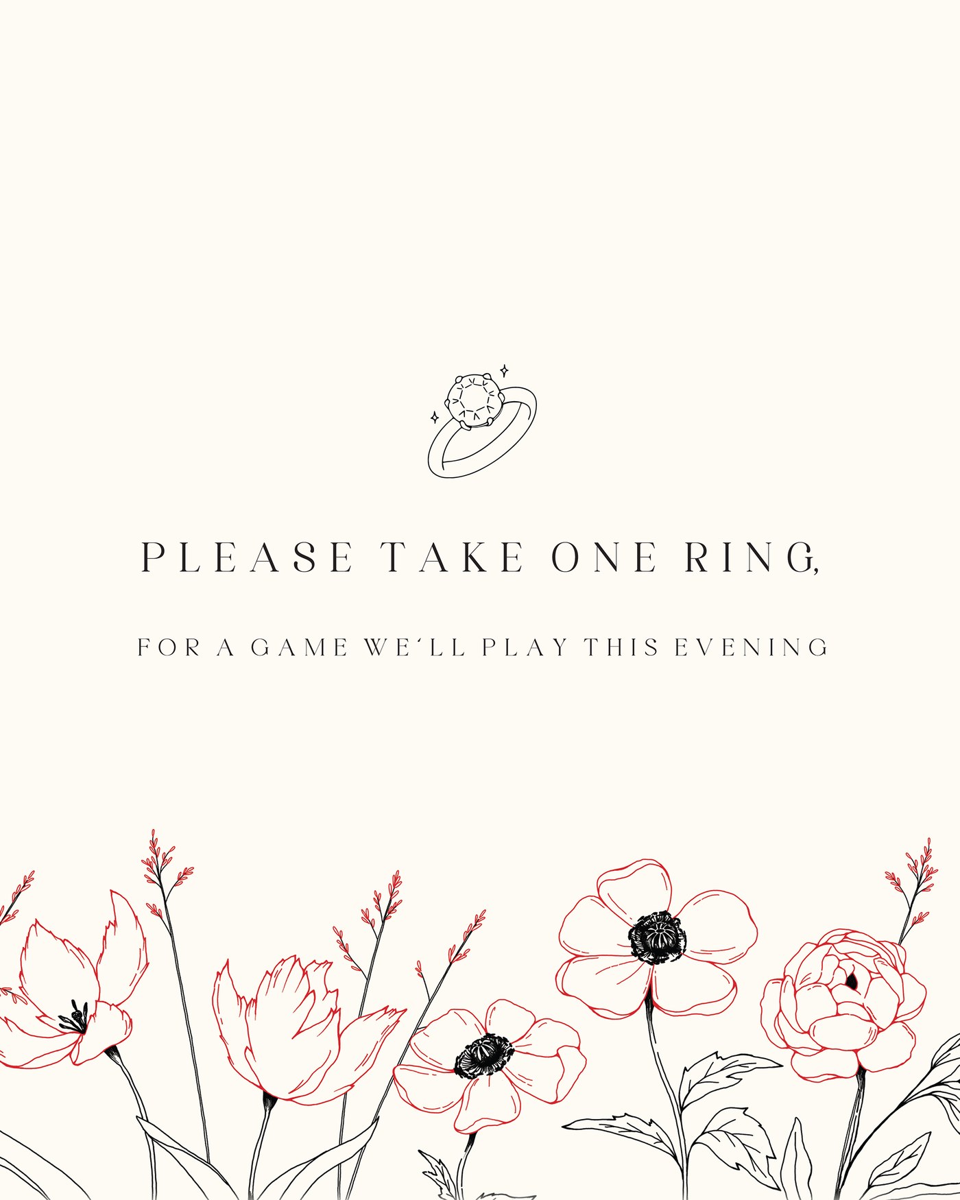 Elegant printed event sign for a wedding reception