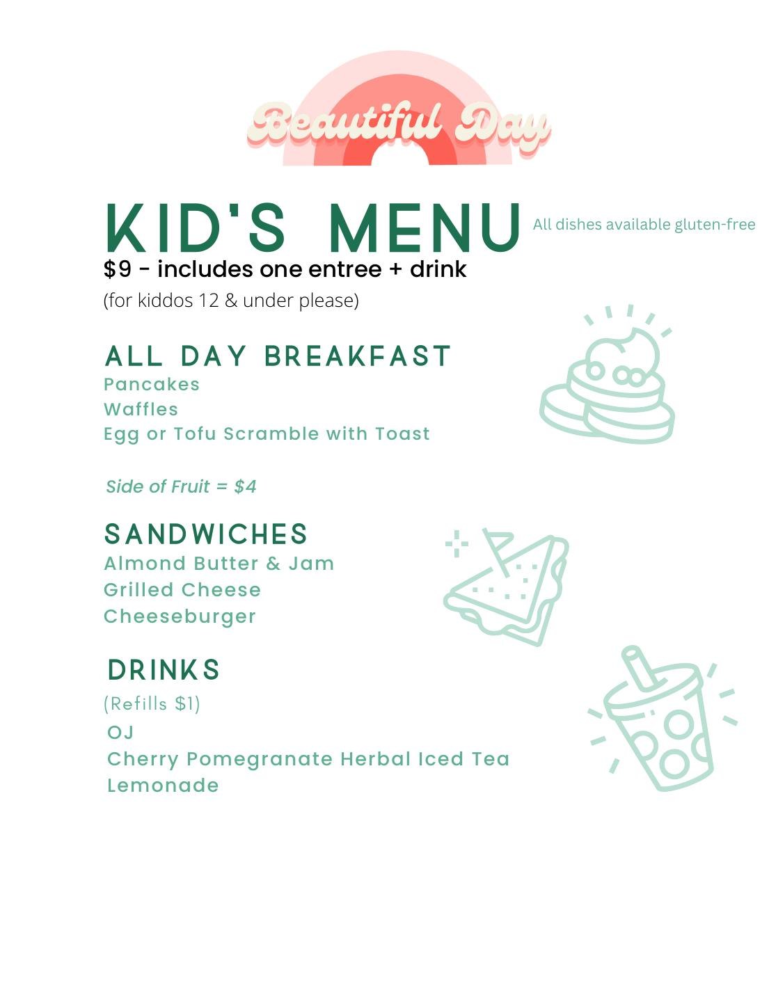 Two page kids menu printed for a La Quinta restaurant