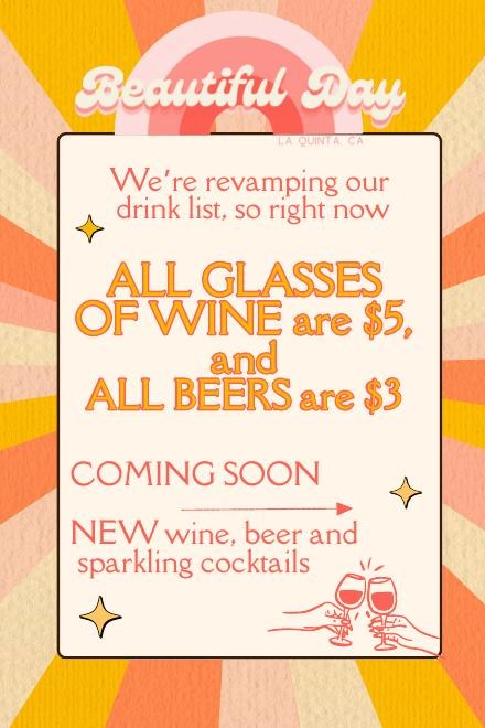 Printed in-store promotional poster for a wine and beer special